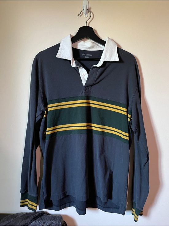 JW ANDERSON Other - JW ANDERSON Navy Rugby Shirt with Green & Yellow Stripes